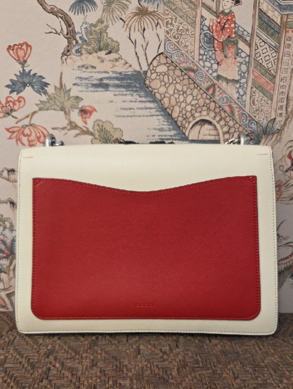 Gucci Red/White/Blue Leather Bee Embroidered Medium Dionysus Bag - Picture 2 of 10